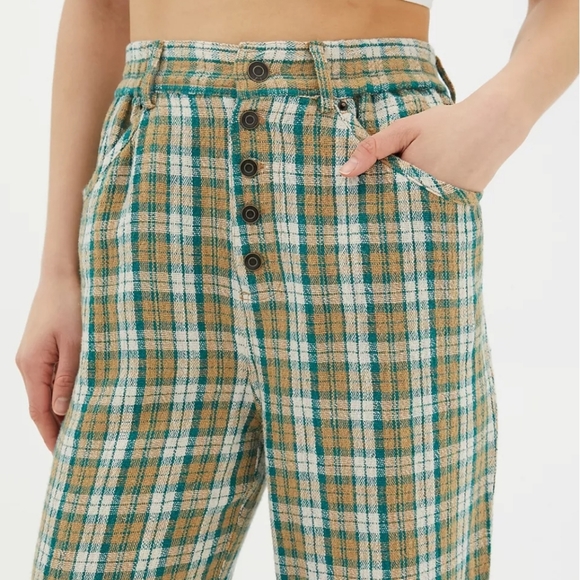 Urban Outfitters Kai Linen Plaid Baggy Pant - Picture 2 of 15